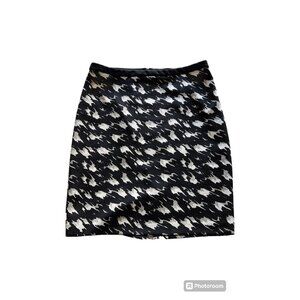 Women's The Limited Pencil Career Skirt Sz 12 Zipper Close Black Cream Gray EUC